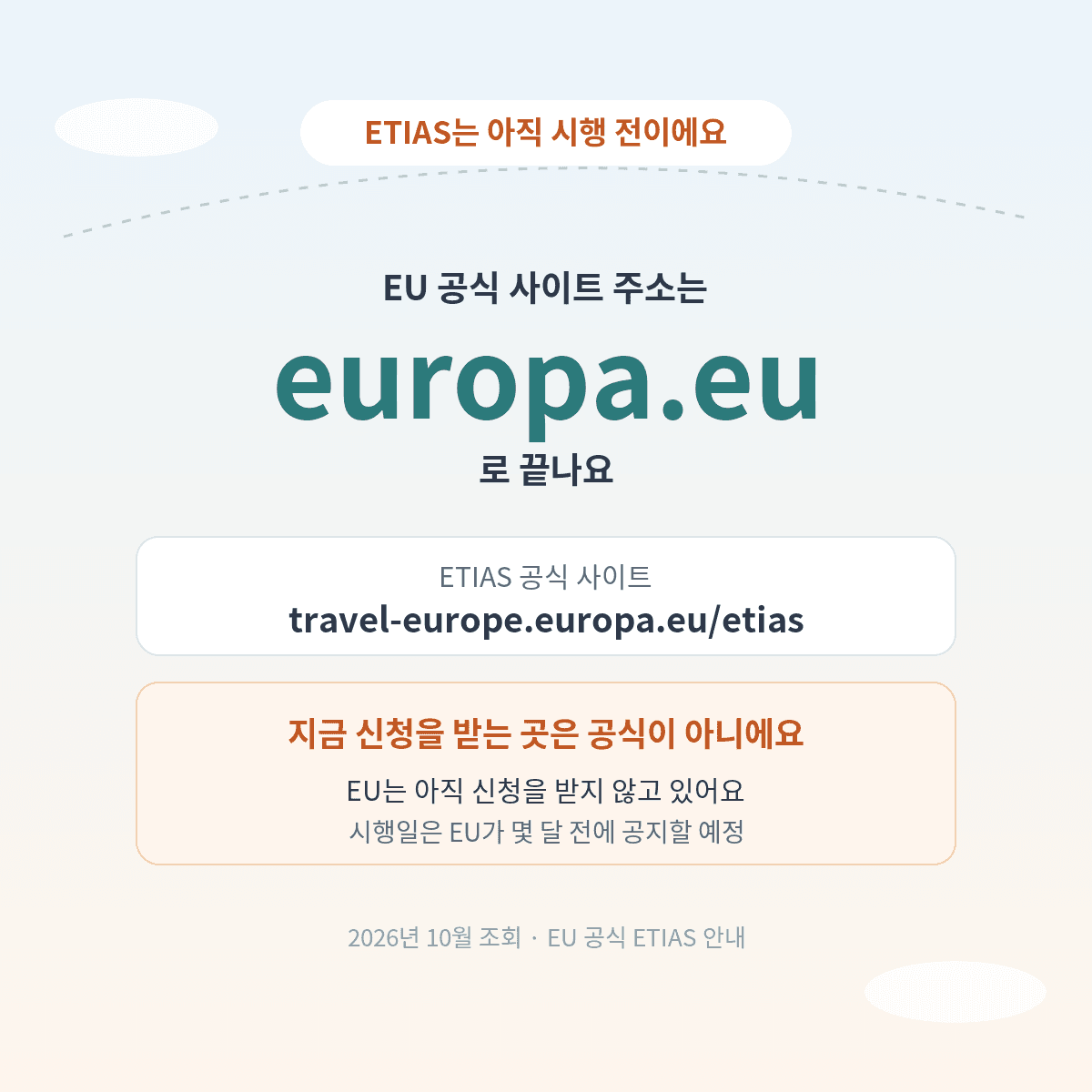 ETIAS 공식 사이트 확인법, EU 공식 사이트는 europa.eu로 끝나고 ETIAS는 아직 시행 전이라 신청을 받지 않는다