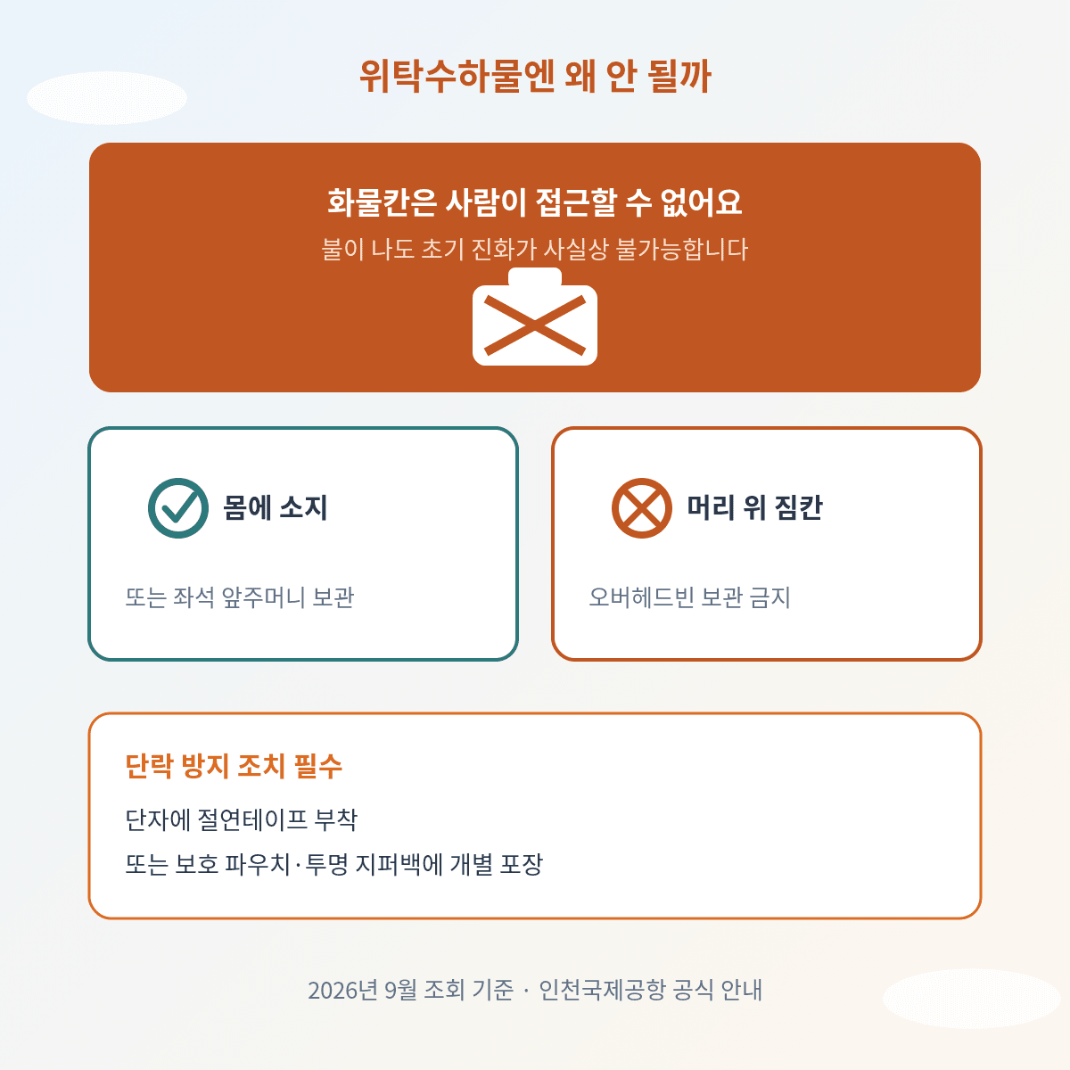 보조배터리 기내반입 위탁수하물 금지 이유와 보관 방법